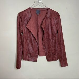 Lysse Open Front Orgami Jacket Faux Brown/brunt orange Leather Suede Drape Vegan